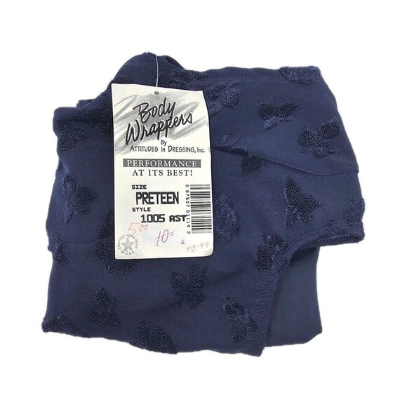 Body Wrappers VTG Embossed Floral Navy SS Dance Leotard Size Preteen Adult XS/S - Picture 16 of 16